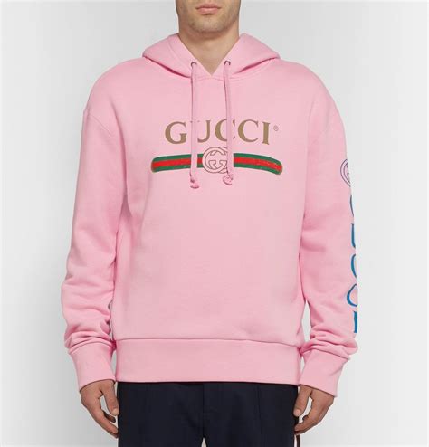 gucci appliquéd logo-print loopback cotton-jersey hoodie